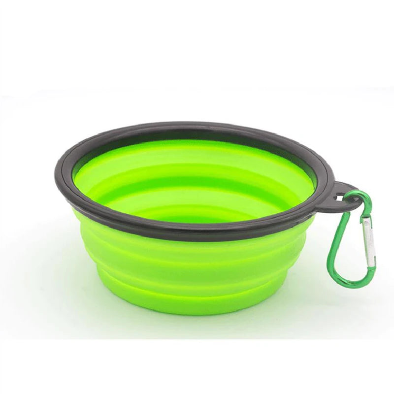Portable Silicone Dog Feeder Bowl with Carabiner