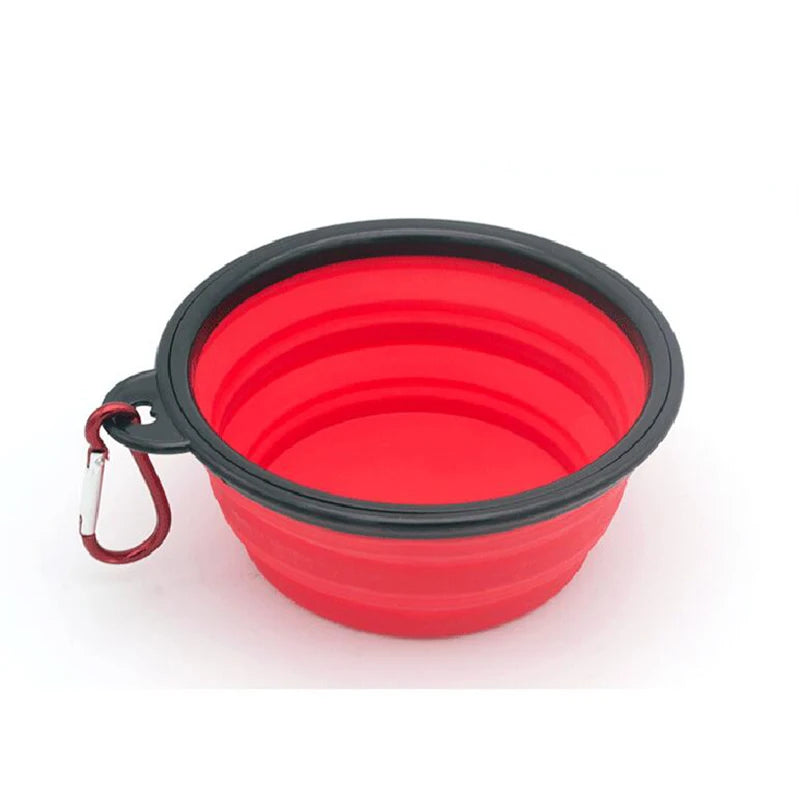Portable Silicone Dog Feeder Bowl with Carabiner