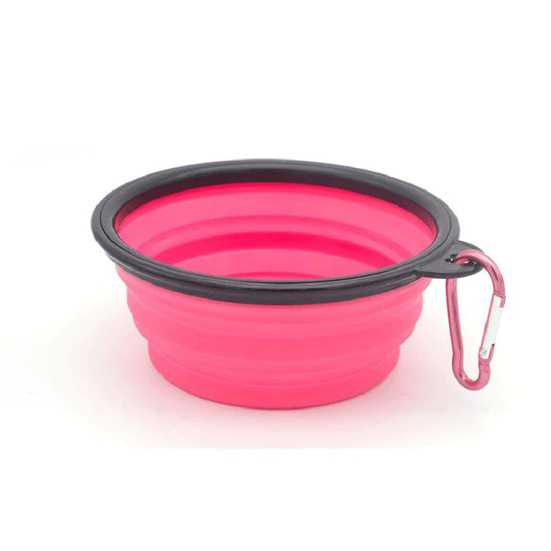 Portable Silicone Dog Feeder Bowl with Carabiner