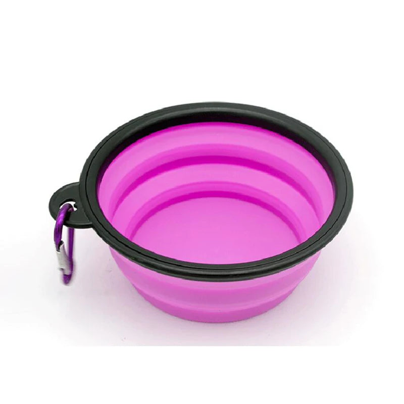 Portable Silicone Dog Feeder Bowl with Carabiner